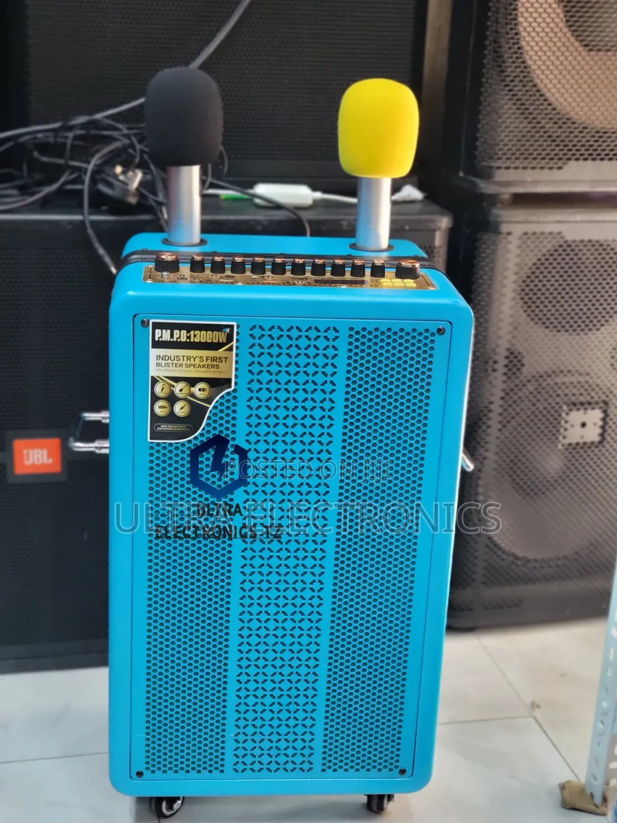 KTV Professional Powerful Rechargeable Digital Display Speaker 2 Mic