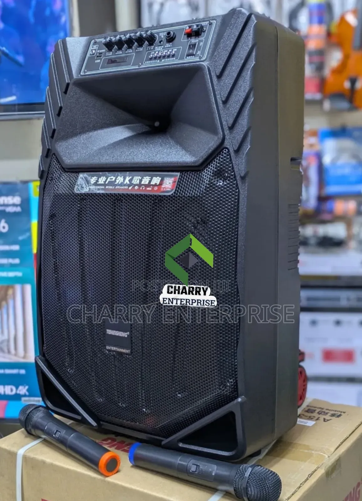 Portable Temeisheng Rechargerable Karaoke Speaker With Mic 15inch
2mic