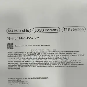 New Apple MacBook Pro 2024 M4 Max 16-Inch 36GB Apple M4 Max SSD 1T
