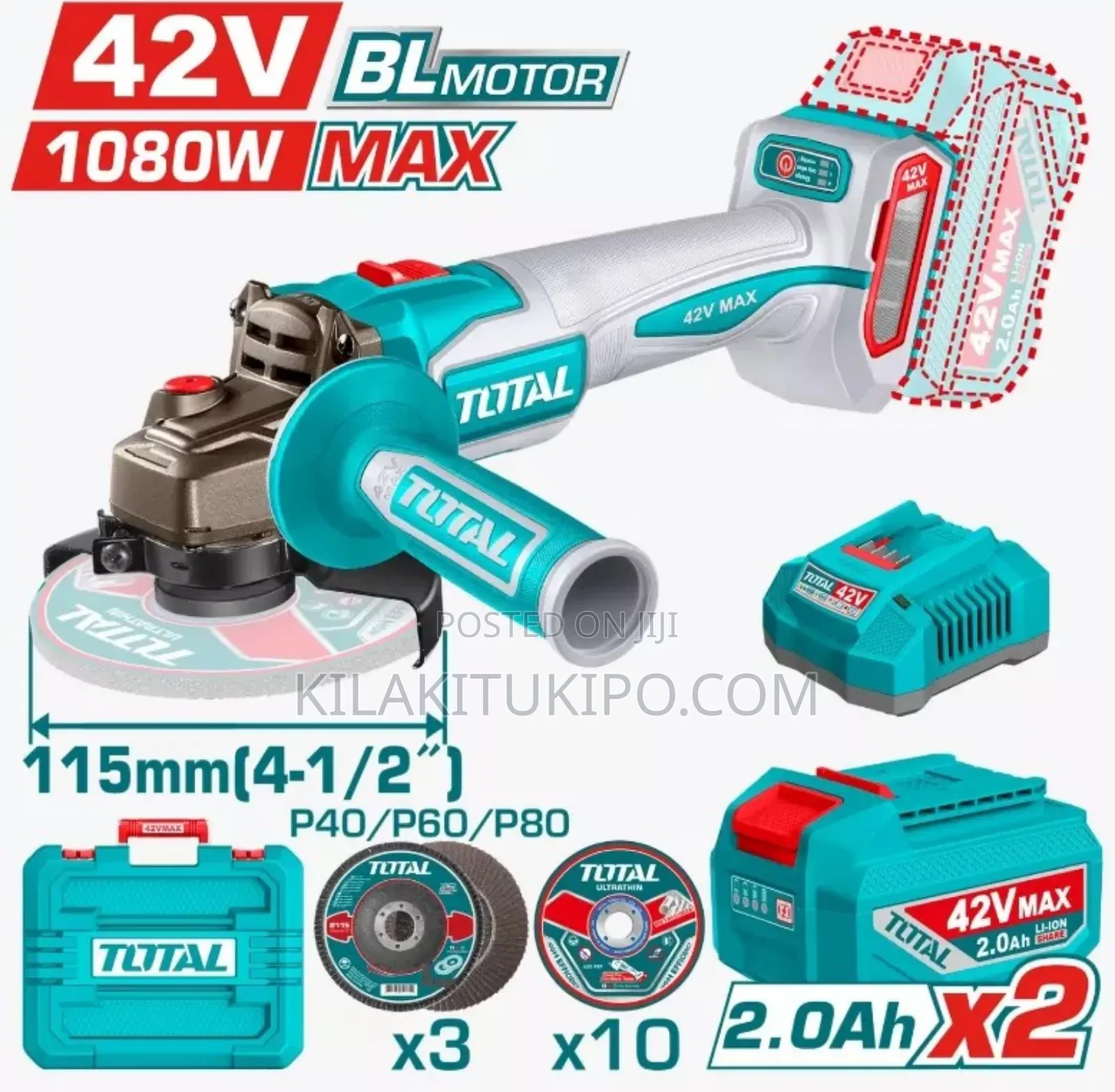1080w 42v Total Cordless Angle Grinder