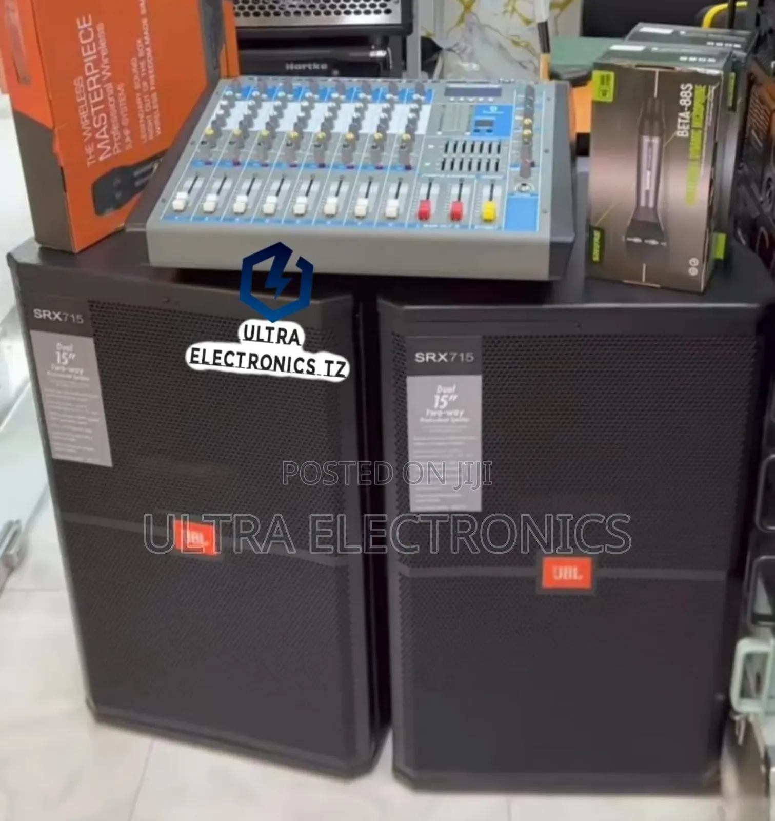 Full Set of JBL Powerful Mid Speakers 15 Inch Mixer 8 Channel and Mic