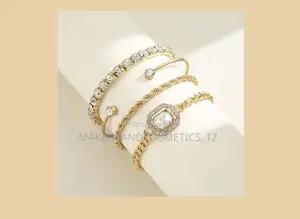 4pcs/Set Bangle Bracelet With Silver Stones