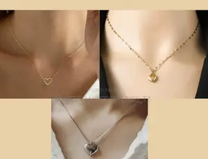 Heart Gold Pendant Chain Stainless Steel