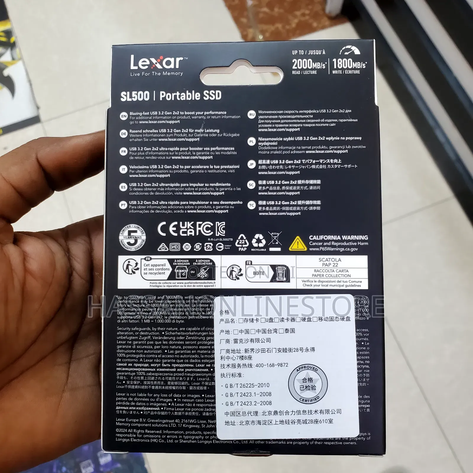 Lexar 2tb Sl500 Portable Ssd.