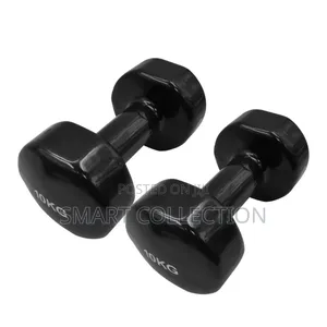 10kg X 2 Vinyl PVC Dumbbell Hand Weight - PVC Rubber Coated - Black