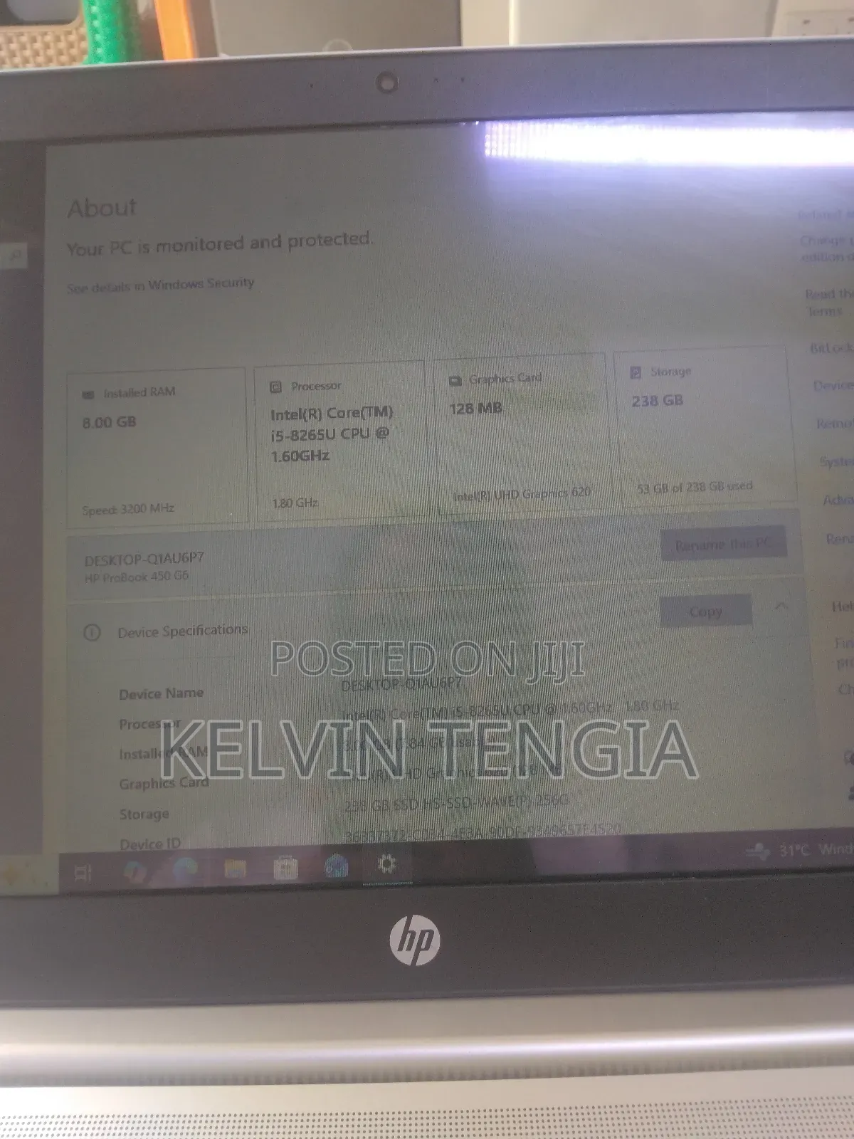 Laptop HP ProBook 450 G8 8GB Intel Core I5 SSHD+SSD 256GB