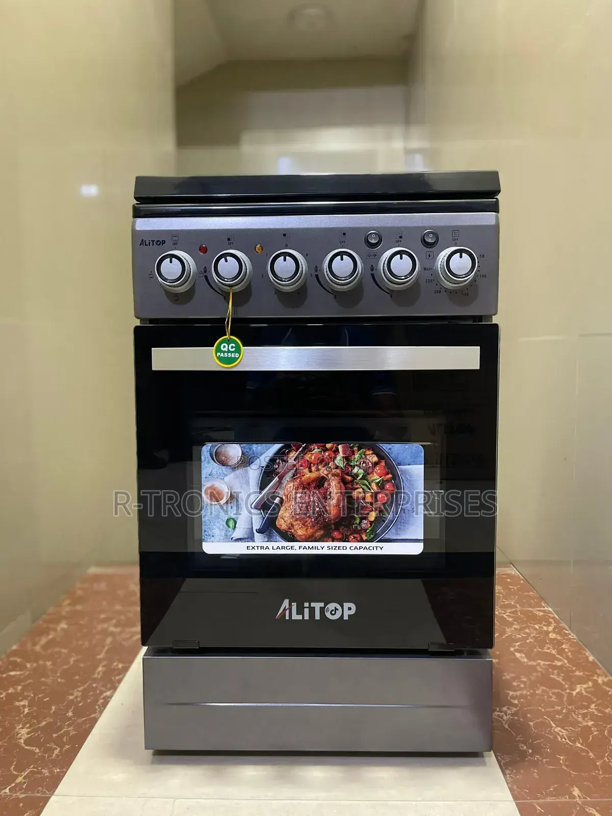 Alitop Standing Cooker 50x50cm, 3 Gas + 1electric Plate, Electric Oven