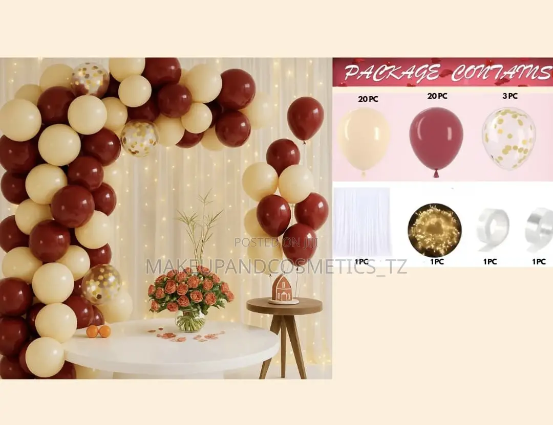 47 Burgundy Off White Balloon Arch Kit Set