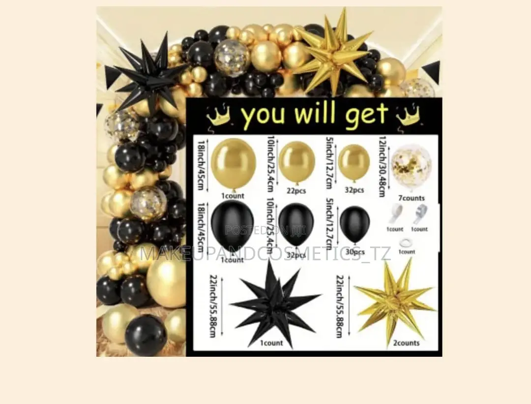 131pcs Black And Golden Balloons Garland Arch Kit Set