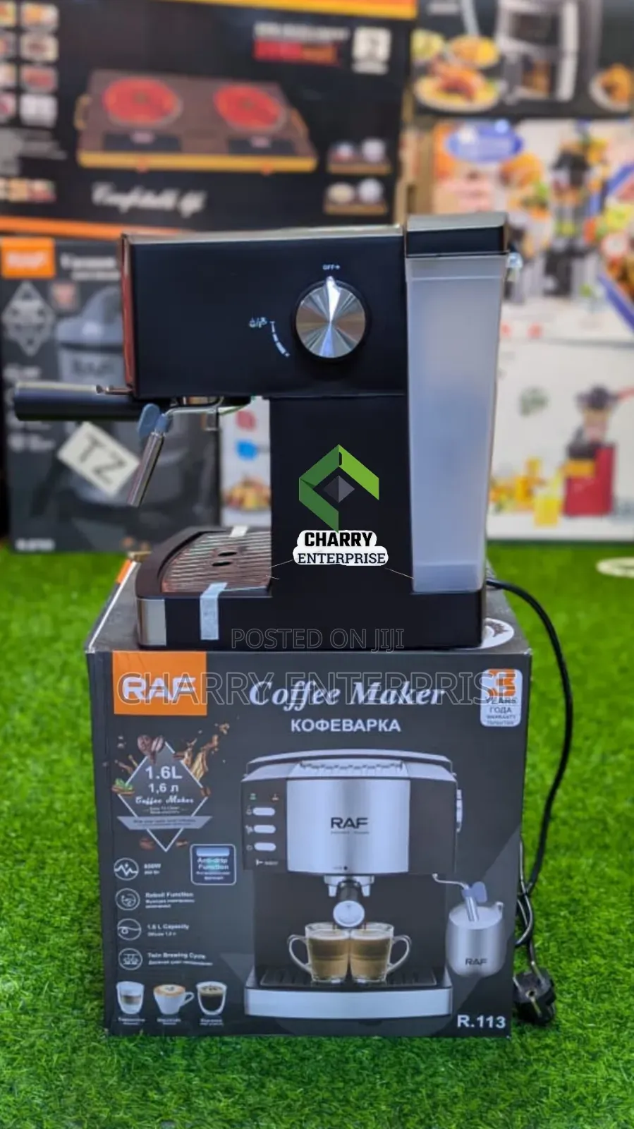Raf Coffee Maker Stainless Steel Body 
* 1.6 Liters
* 850w