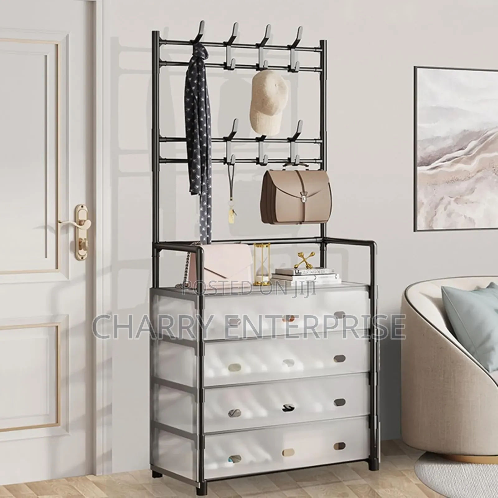 Perfect Design Dust Proof Shoe Rack Organizer, Coat Hanger and Hooks