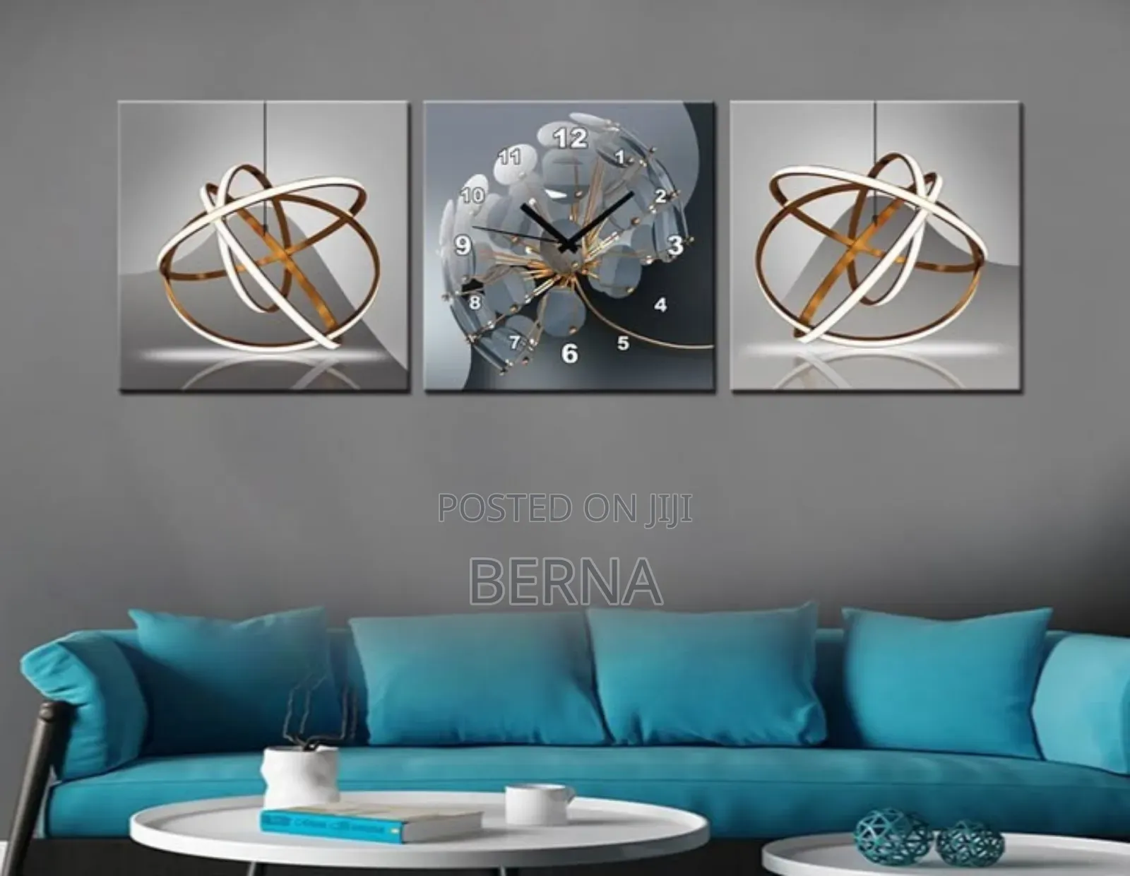 Modern 3-Piece Wall Art Clock Set