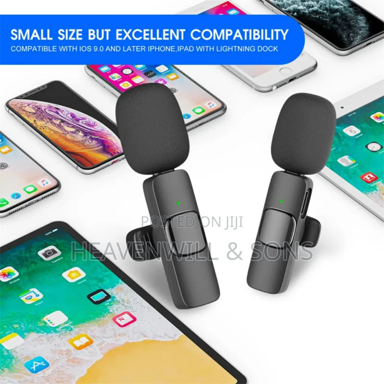 2-in-1 Wireless Mic for iPhone Android – Noise Cancelling