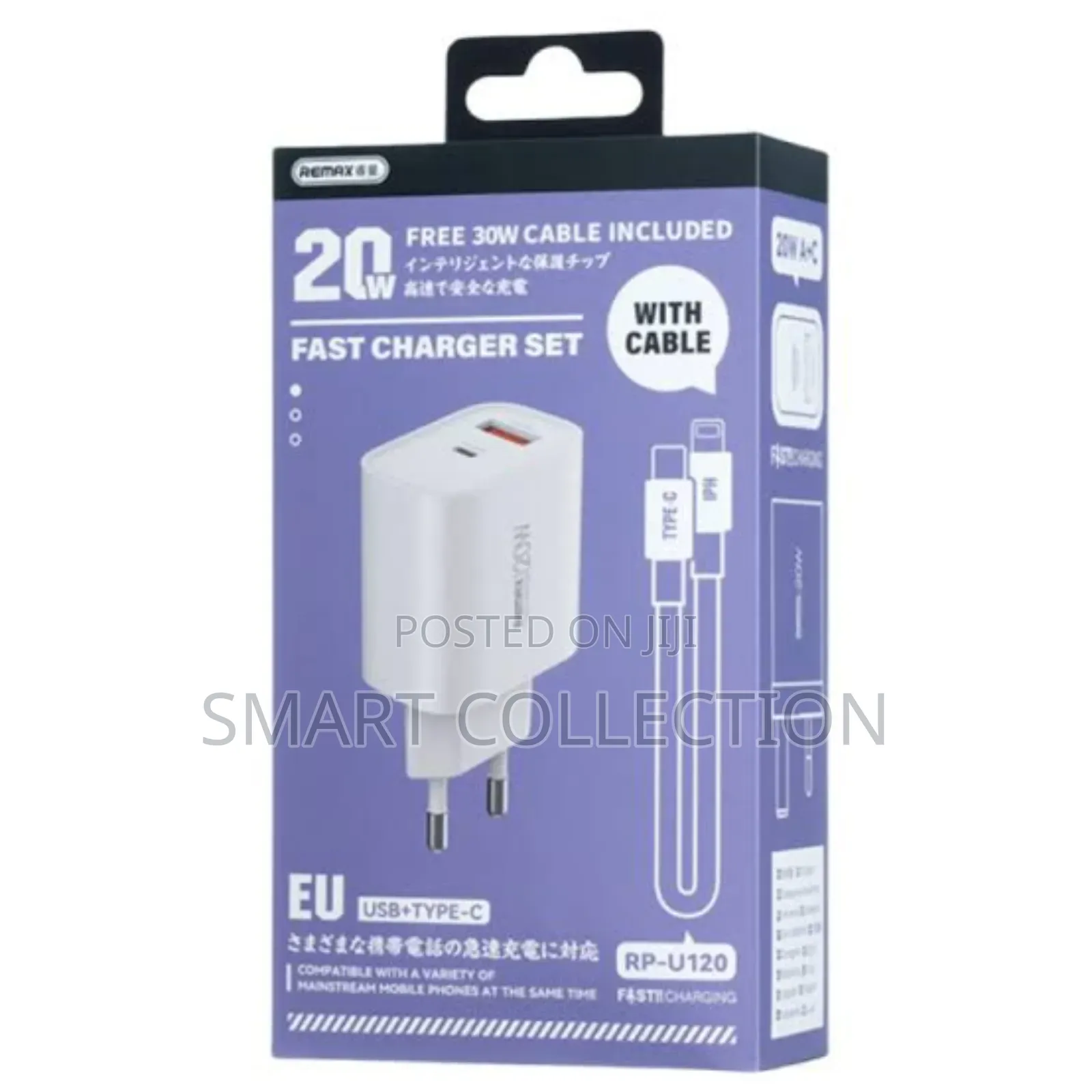 20w Fast Charger (Usb+Type C)Set With 30w Usb Cable Included