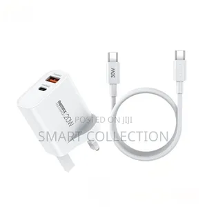 20w Fast Charger (Usb+Type C)Set With 30w Usb Cable Included