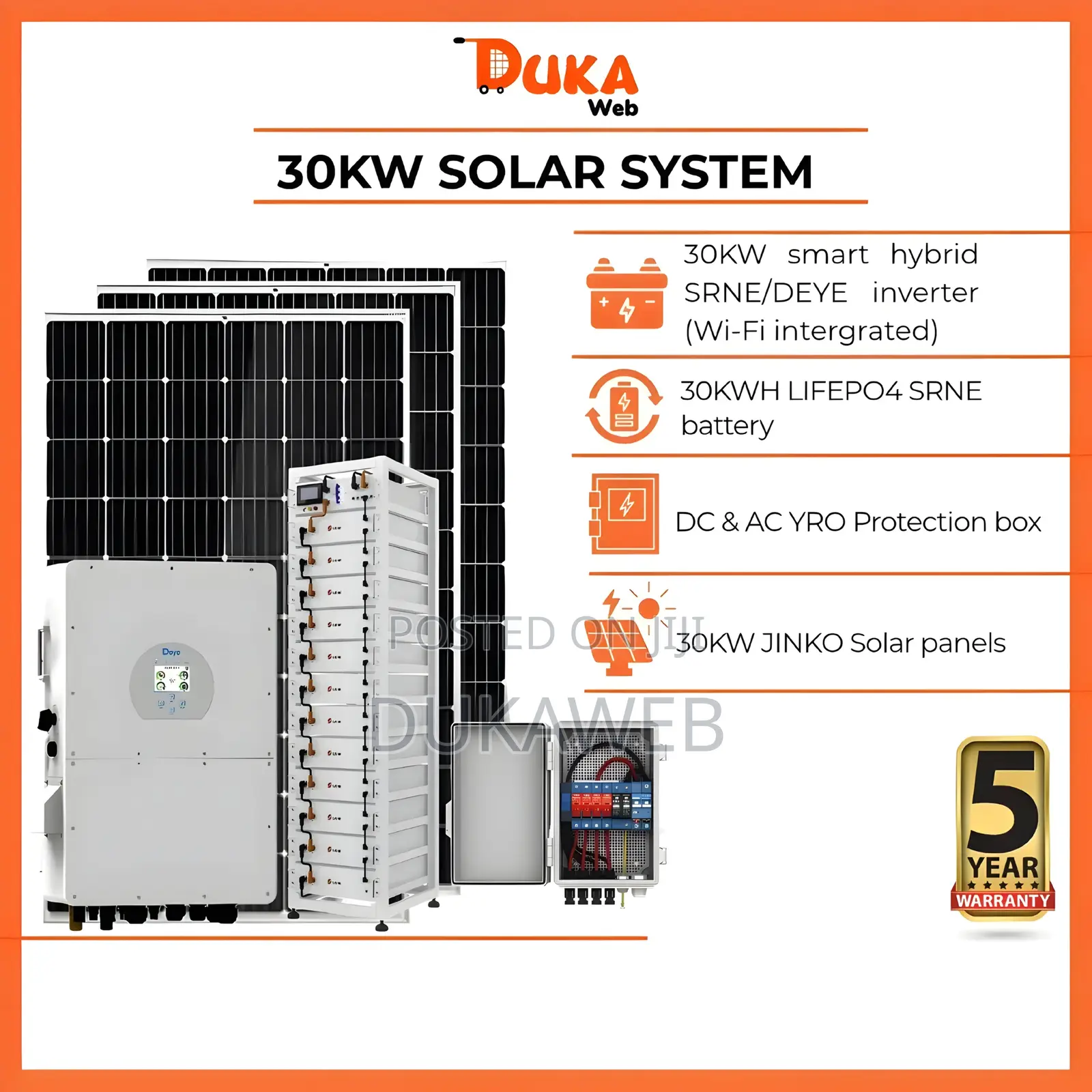 30kw Complete Solar System – 30kwh Battery