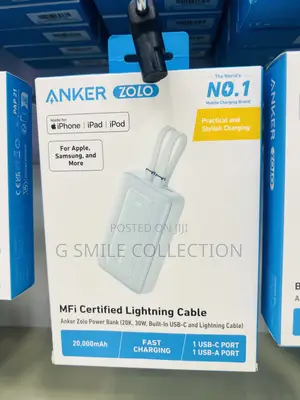 Anker Zolo Power Bank (, 30w, Built-in Usb-C and Lightning Cable)