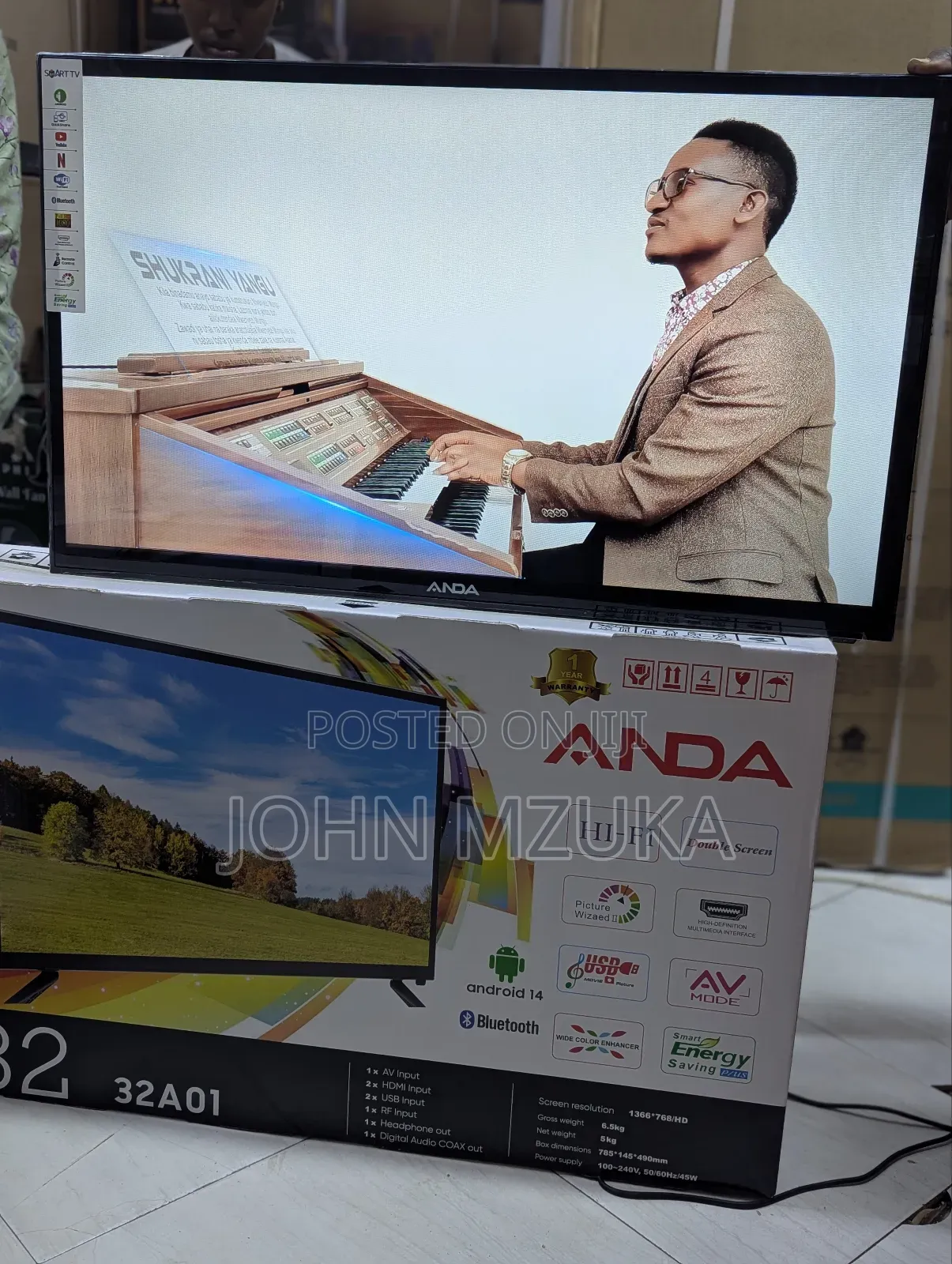 Tv Double Glass 32 Inches With Bluetooth