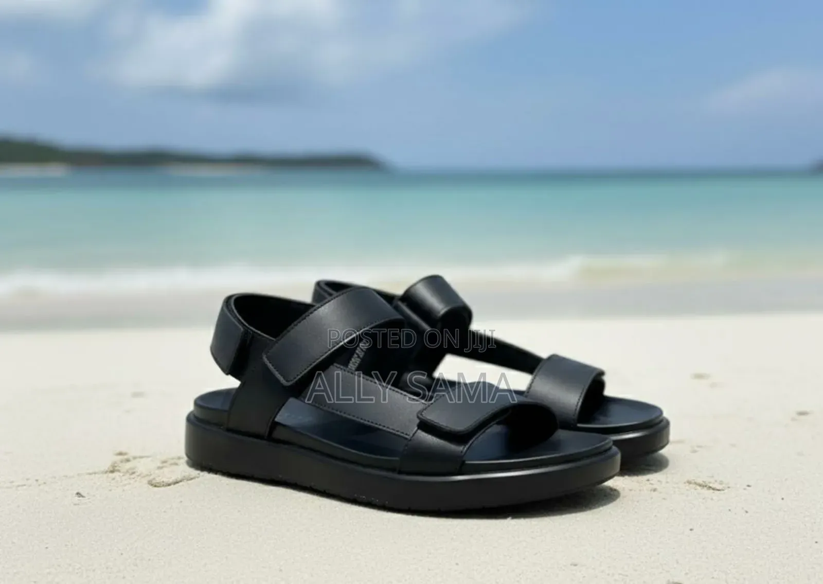 Men's Sandals Ecco Full Black Material Leather