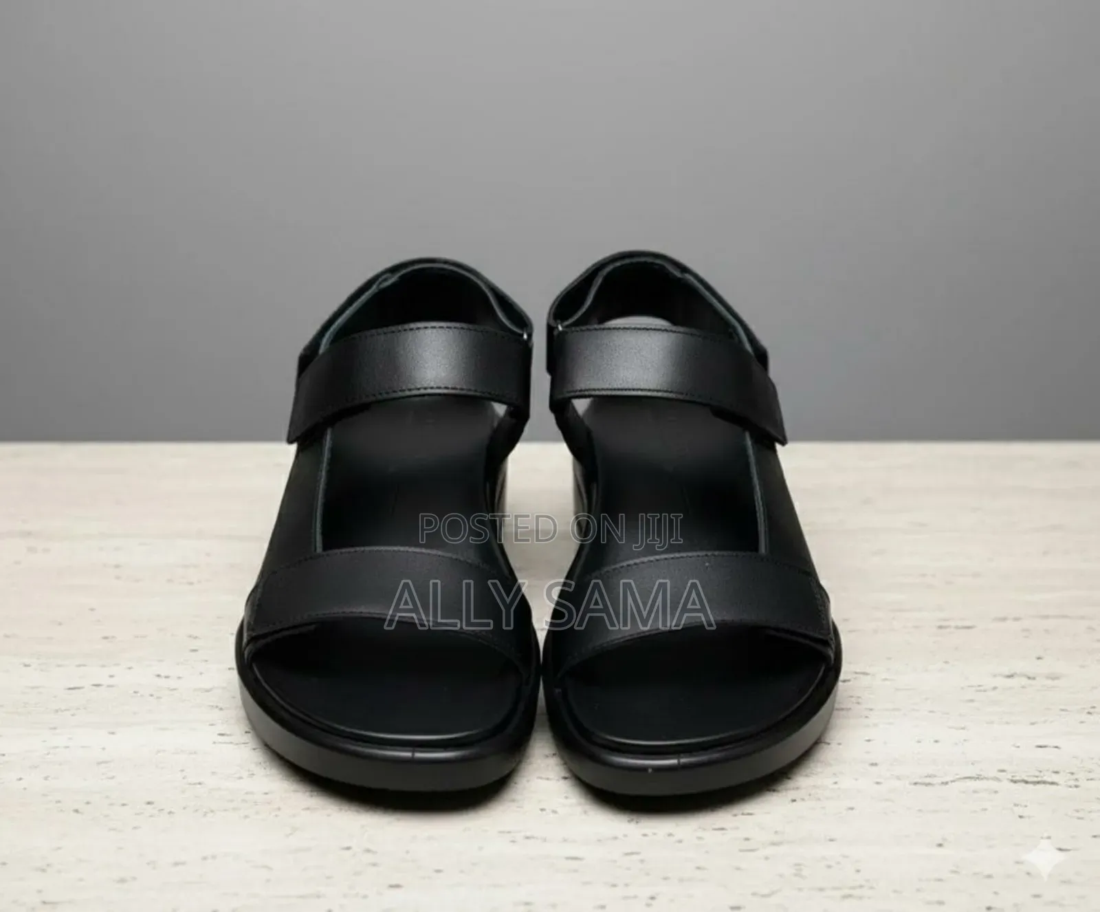 Men's Sandals Ecco Full Black Material Leather