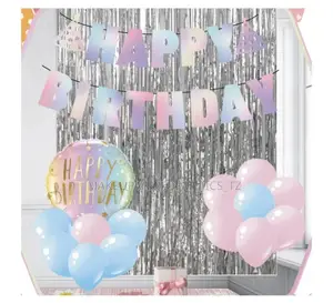 Happy Birthday Balloon Set (Balloons, Banner Tinsel Backdrop)