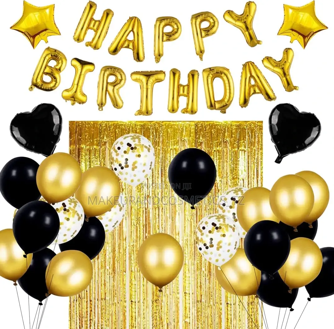 Happy Birthday Balloon Set (Balloons, Banner Tinsel Backdrop)
