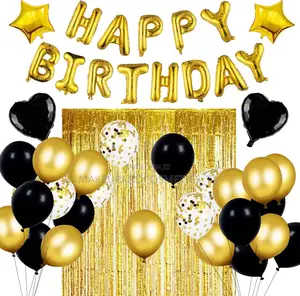 Happy Birthday Balloon Set (Balloons, Banner Tinsel Backdrop)