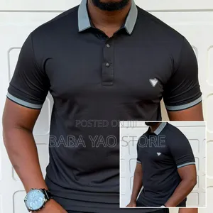 High-Grade Casual Short-Sleeved Band Collar T-Shirts