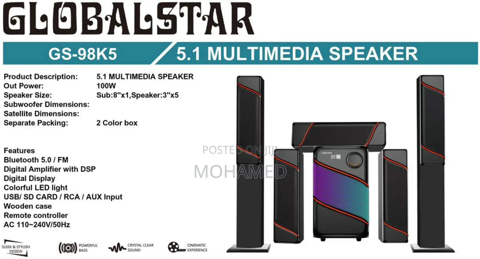 Globalstar Subwoofer Model Gs-98k5 5.1