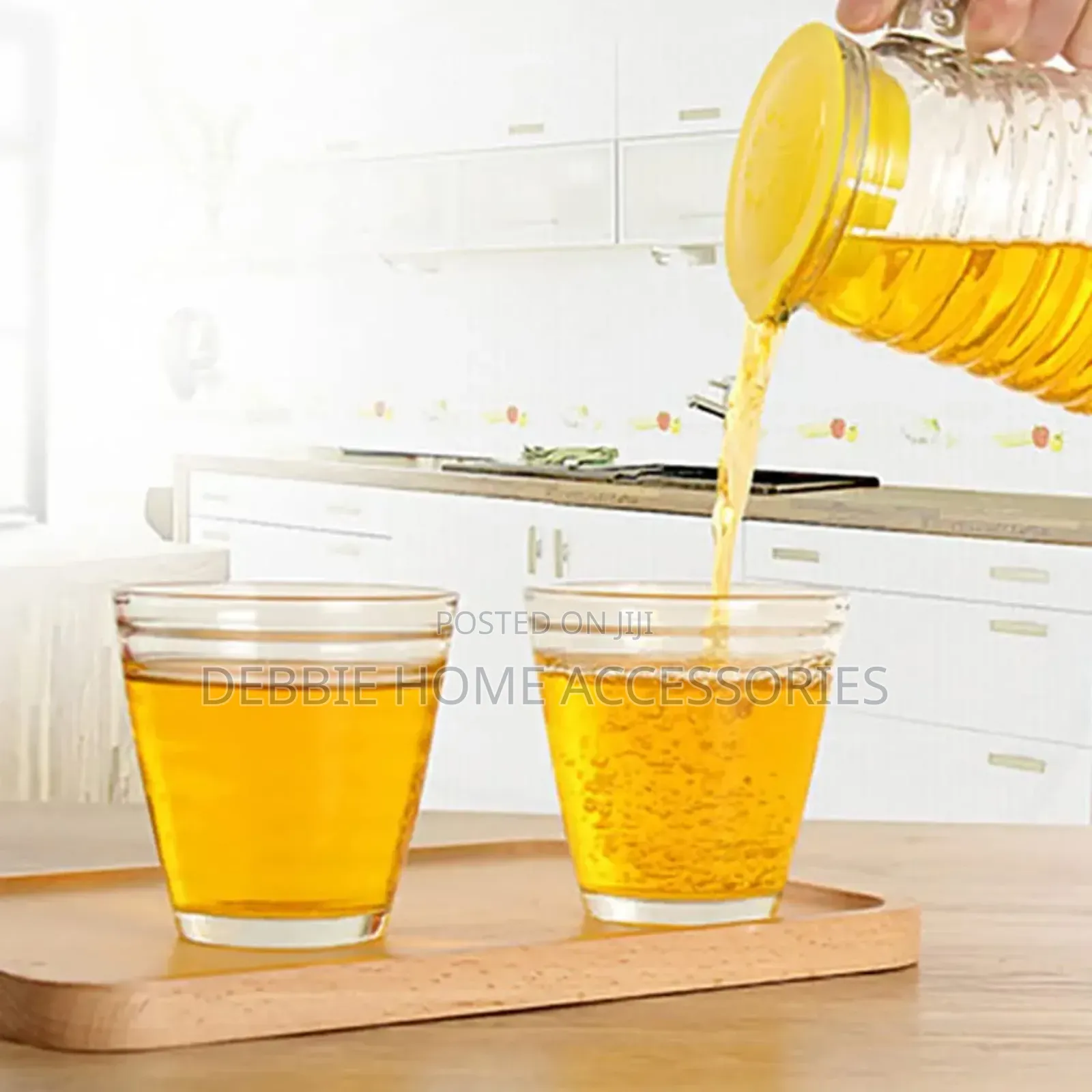 Glass Water Pitcher With Lid 3 Piecs (1 Kettle + 2 Cups )