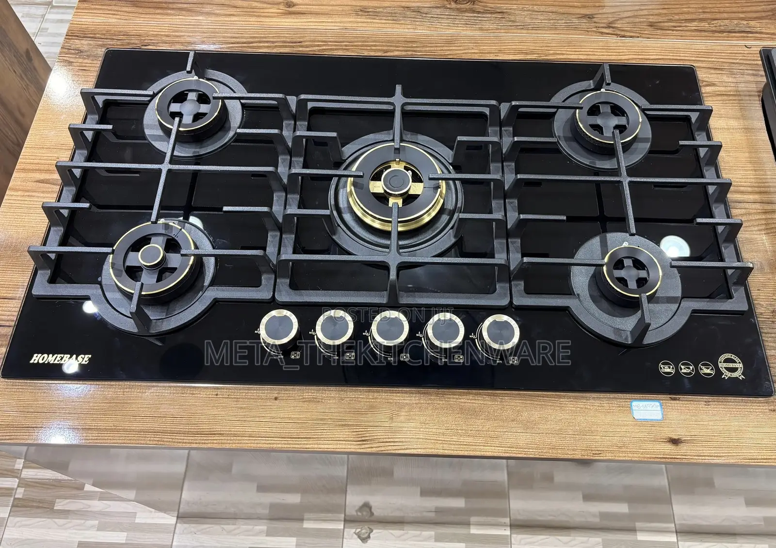 Homebase Built in Cooker 5 Gas Burner Tempered Glass