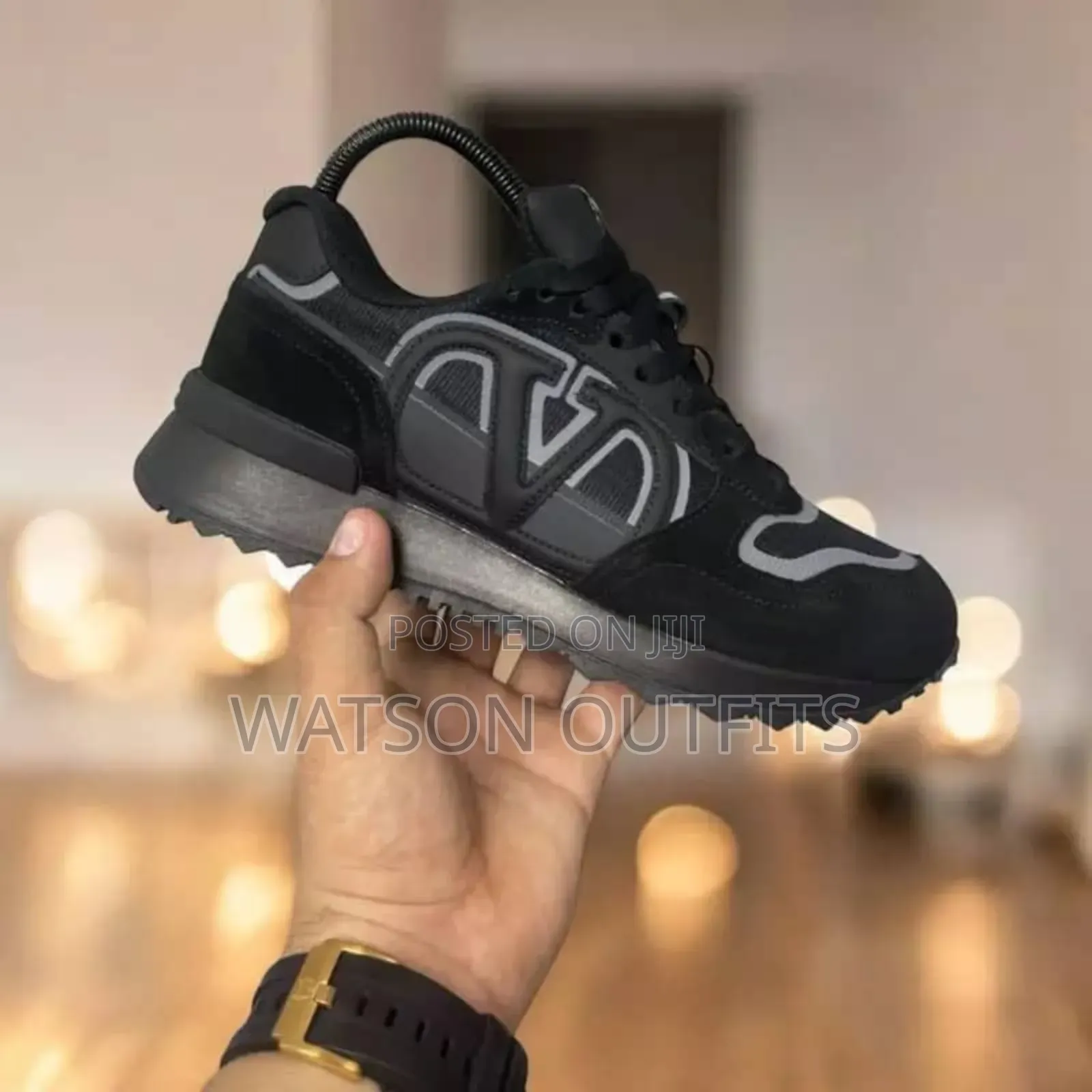 Men's Leather Sneaker Shoes Marked v on Side