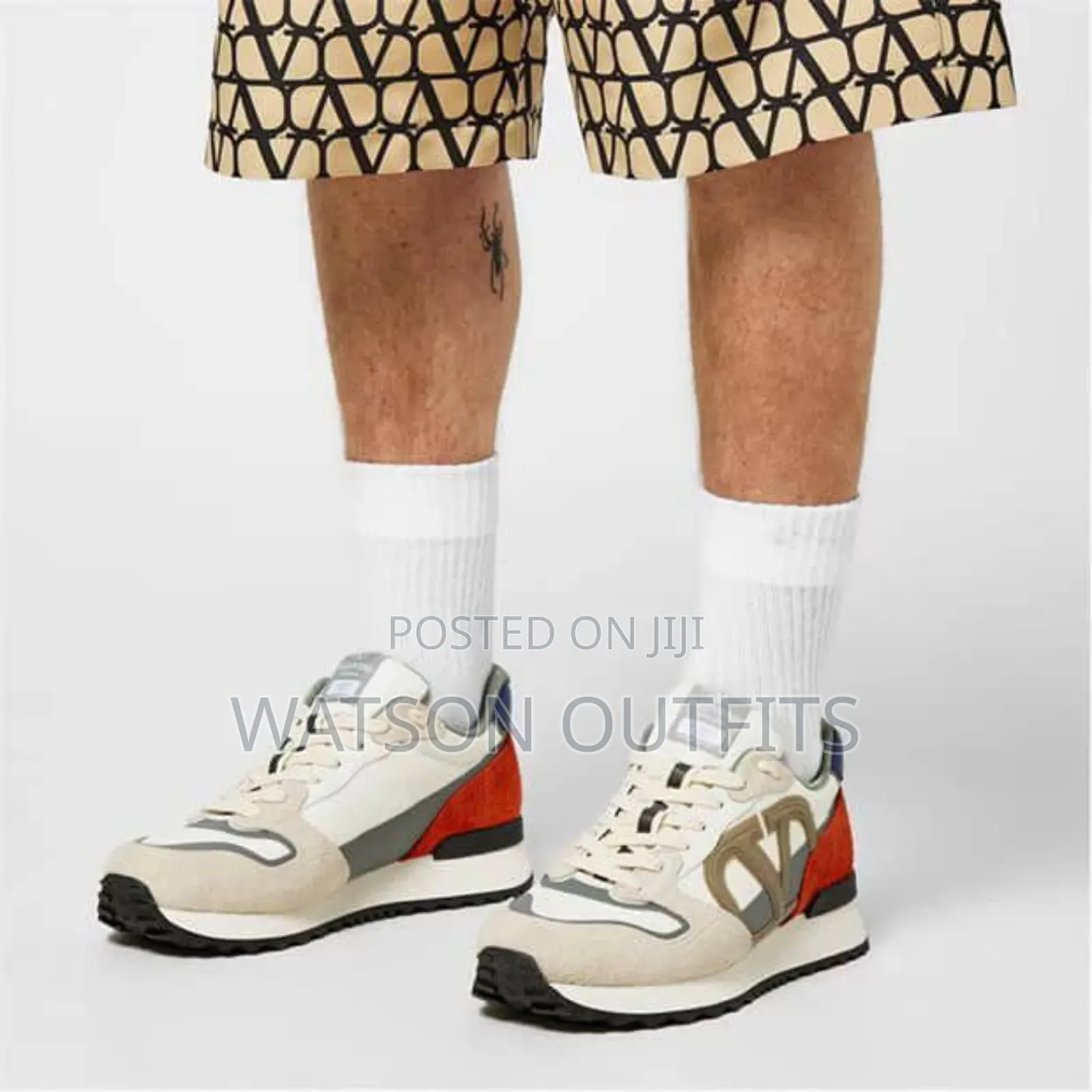 Men's Leather Sneaker Shoes Marked v on Side