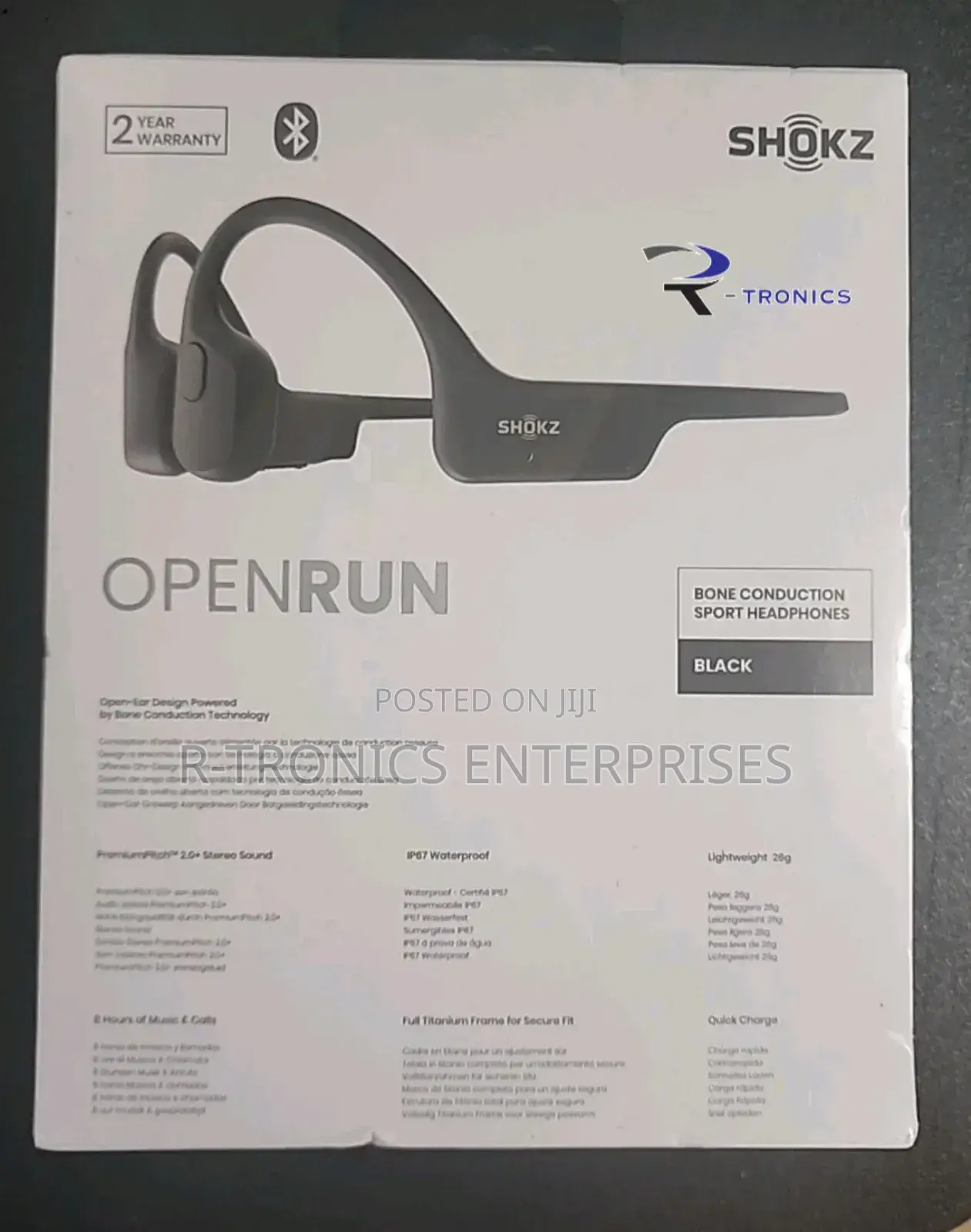 Shokz Openrun Wireless Bone Conduction Headphones - Black