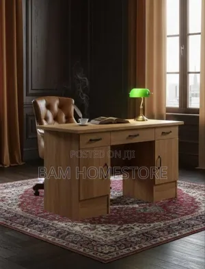 Modern Light Oak Office Desk Elegant Executive Workstation + Storage
