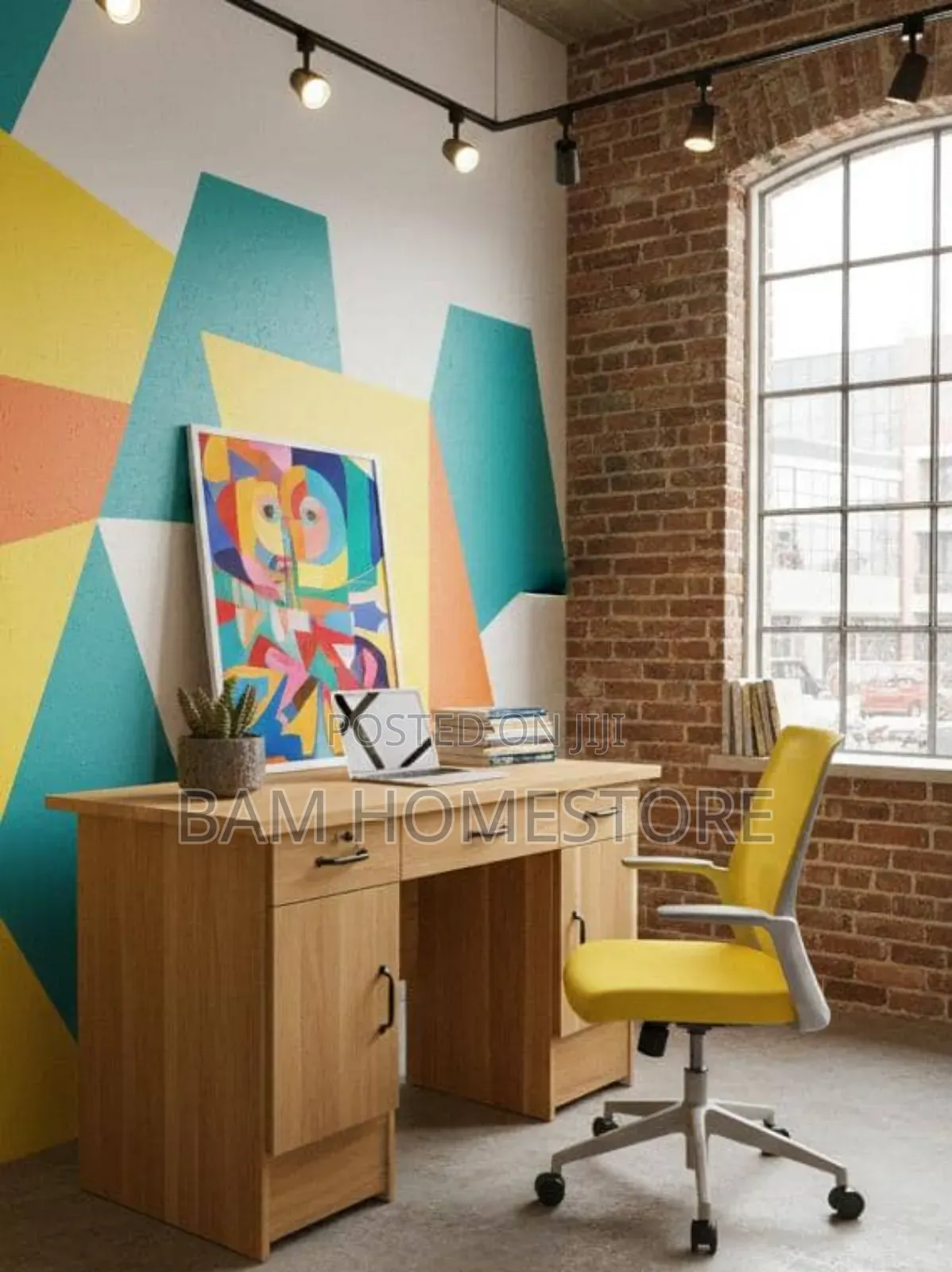 Modern Light Oak Office Desk Elegant Executive Workstation + Storage