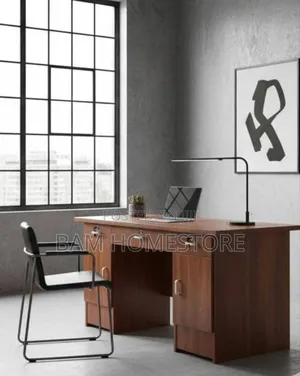Executive Office Desk - Modern 3-Drawer Workstation With Cabinet