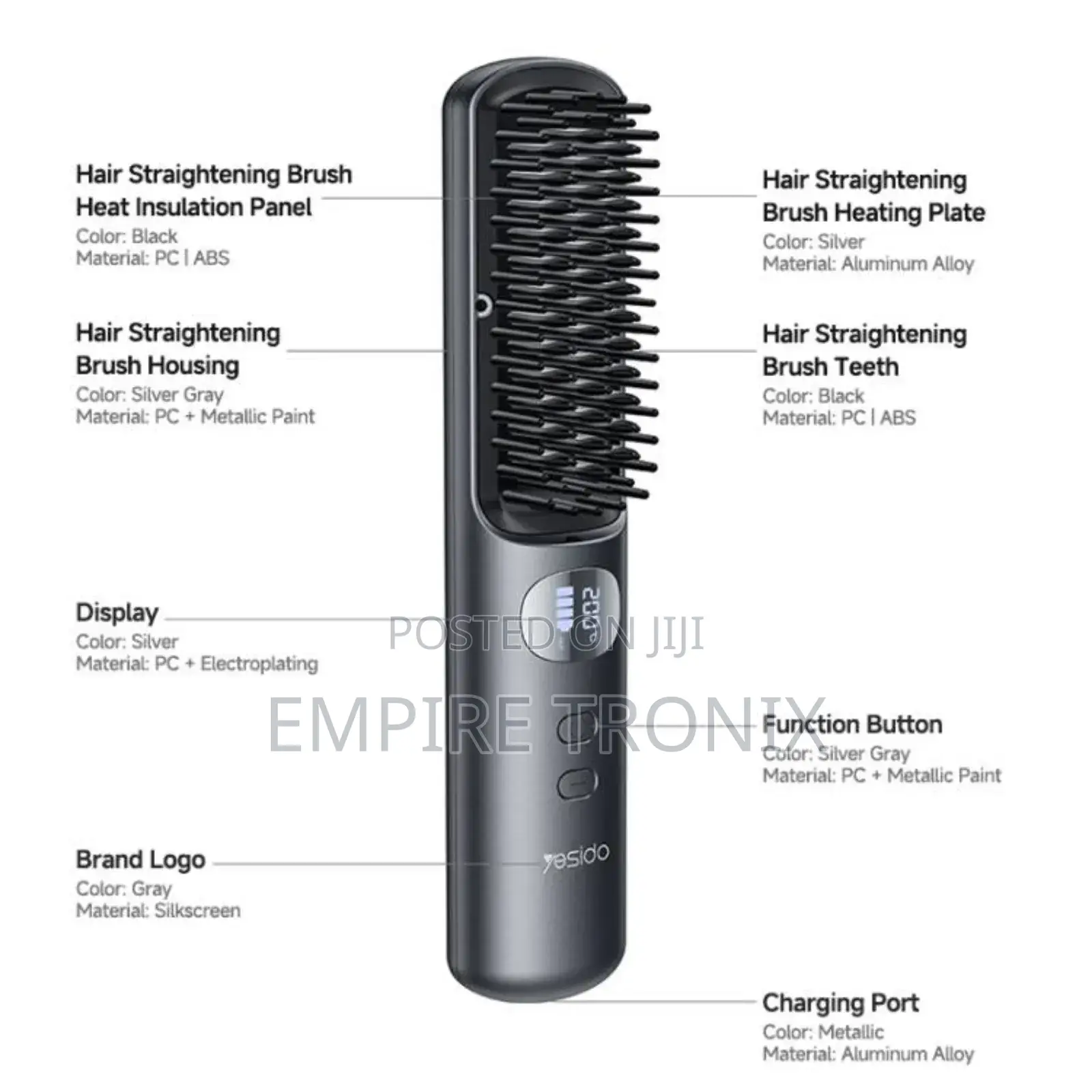 Yesido Mg23 Cordless Hair Straightener Brush