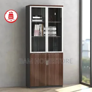 Executive 4-Door Office Bookcase - Luxury Glass Filing Cabinet