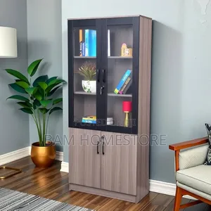 Executive 4-Door Office Bookcase - Luxury Glass Filing Cabinet