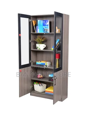 Executive 4-Door Office Bookcase - Luxury Glass Filing Cabinet