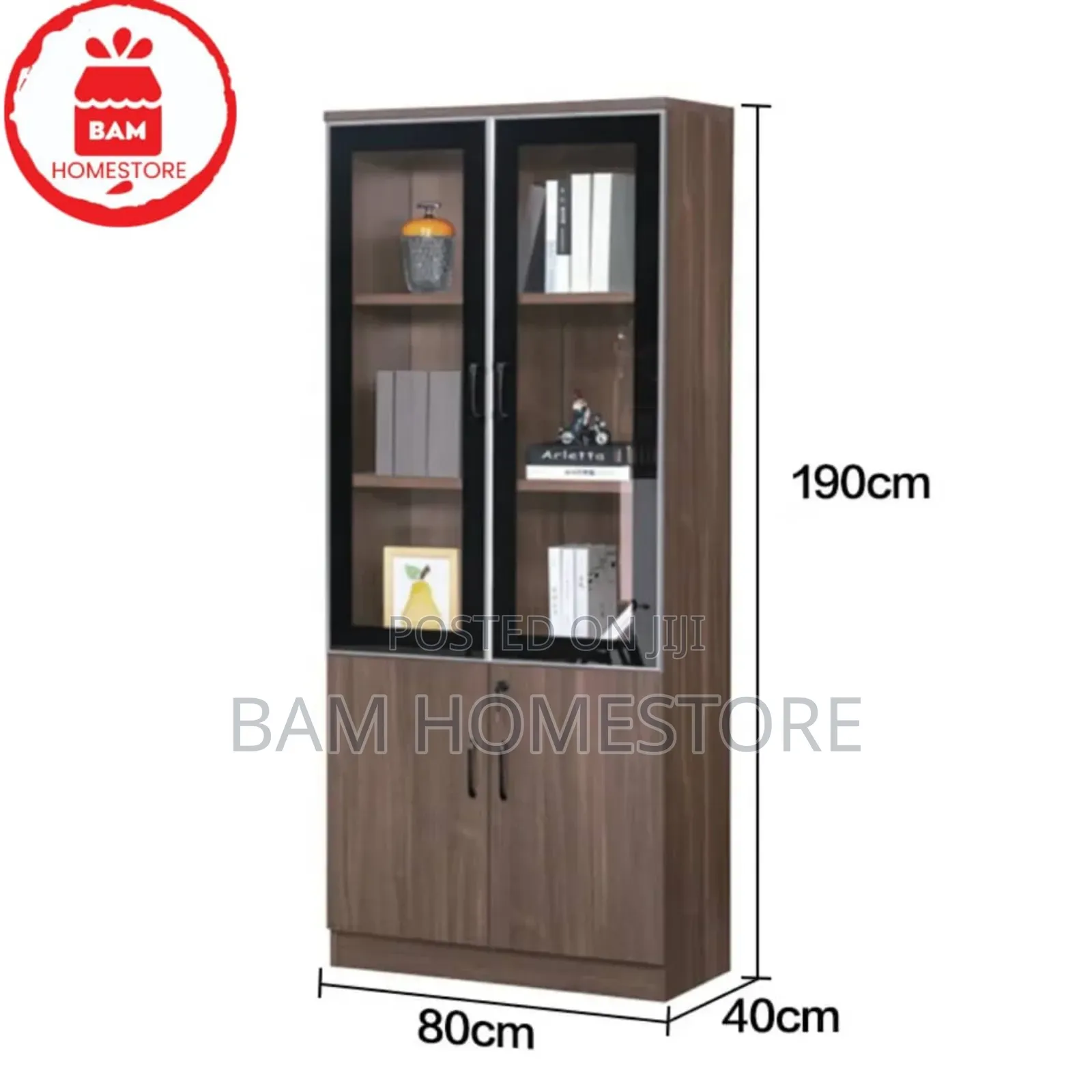 Executive 4-Door Office Bookcase - Luxury Glass Filing Cabinet