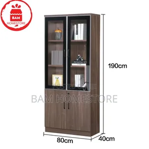 Executive 4-Door Office Bookcase - Luxury Glass Filing Cabinet