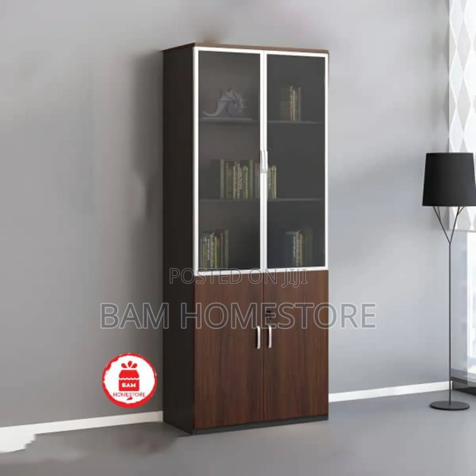 Executive 4-Door Office Bookcase - Luxury Glass Filing Cabinet
