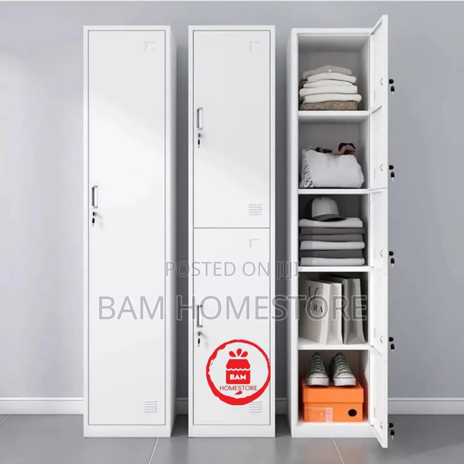 Durable 5-Tier Metal Staff Locker - Office and Gym Storage Cabinet