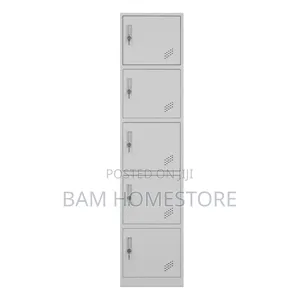 Durable 5-Tier Metal Staff Locker - Office and Gym Storage Cabinet