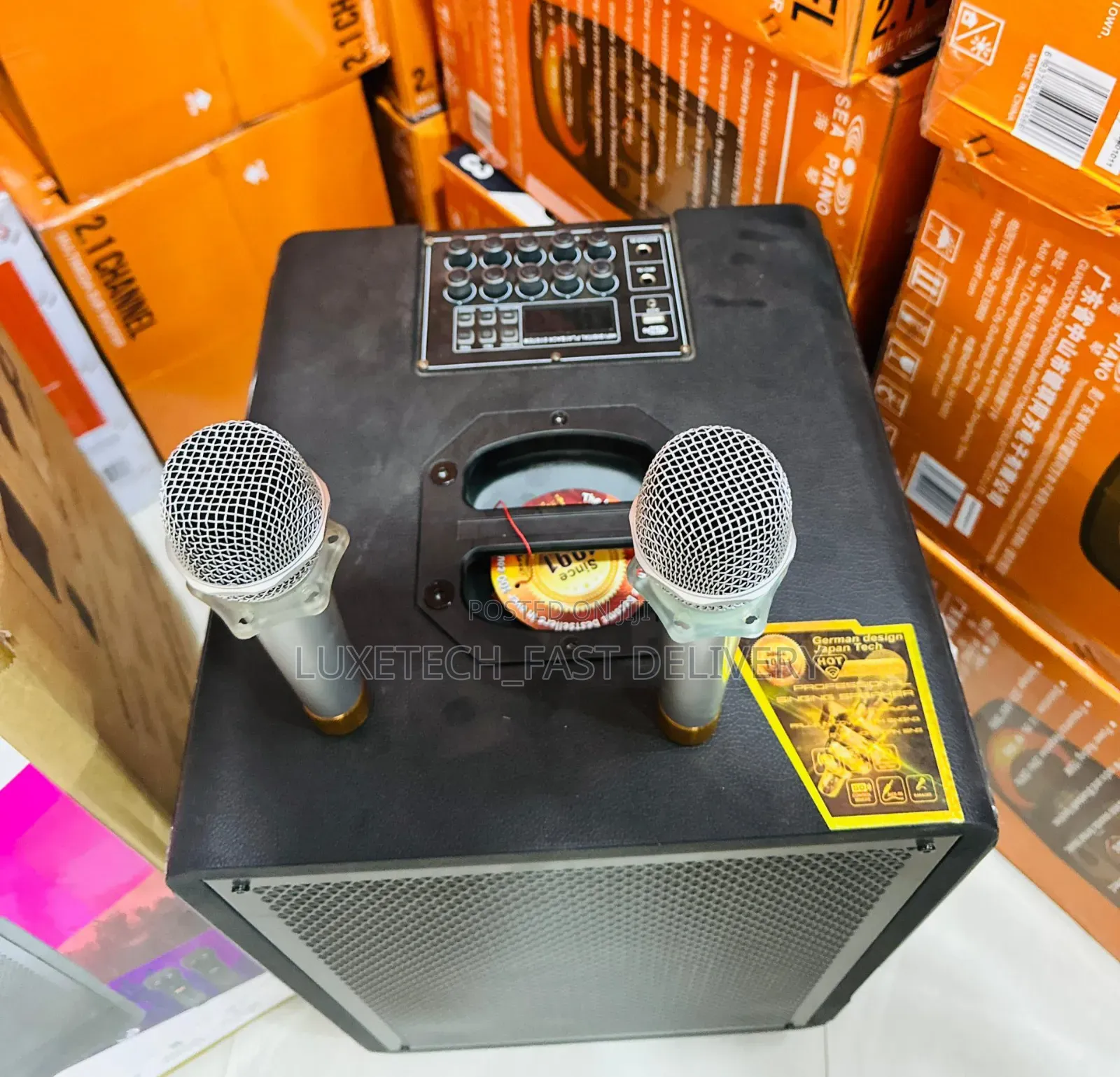 Kolav-128 High Power Karaoke Professional Audio Speaker With 2 Mics
