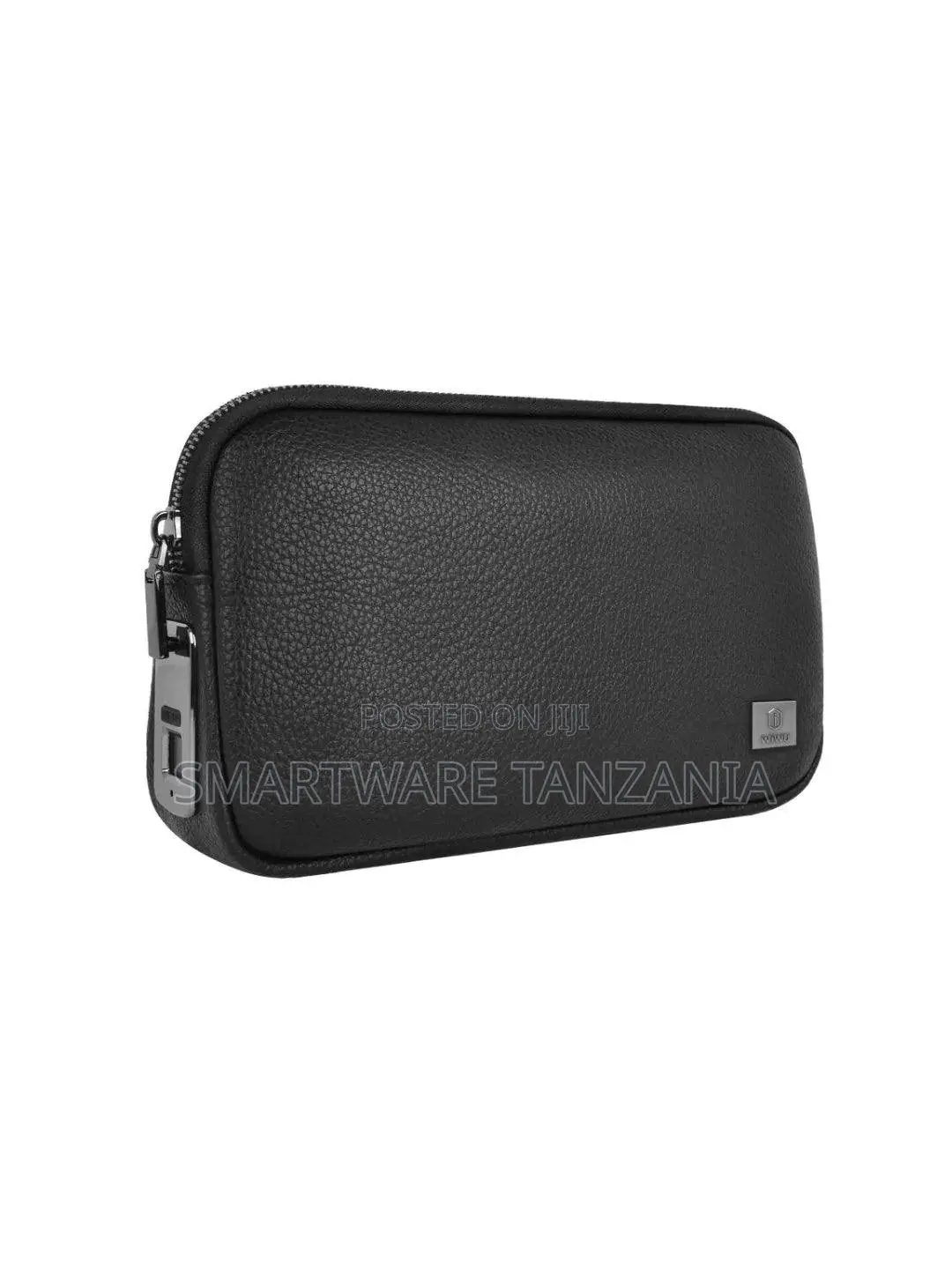 Wiwu Alpha Fingerprint Lock Clutch Bag Black Leather Biometric Lock