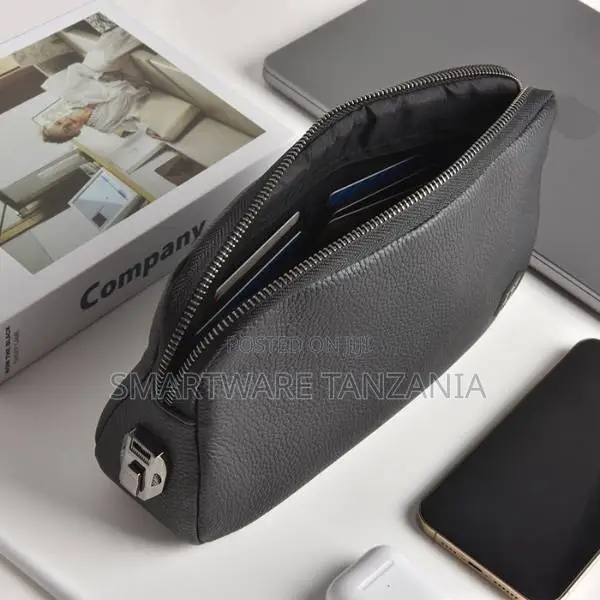Wiwu Alpha Fingerprint Lock Clutch Bag Dark Brown Premium Leather