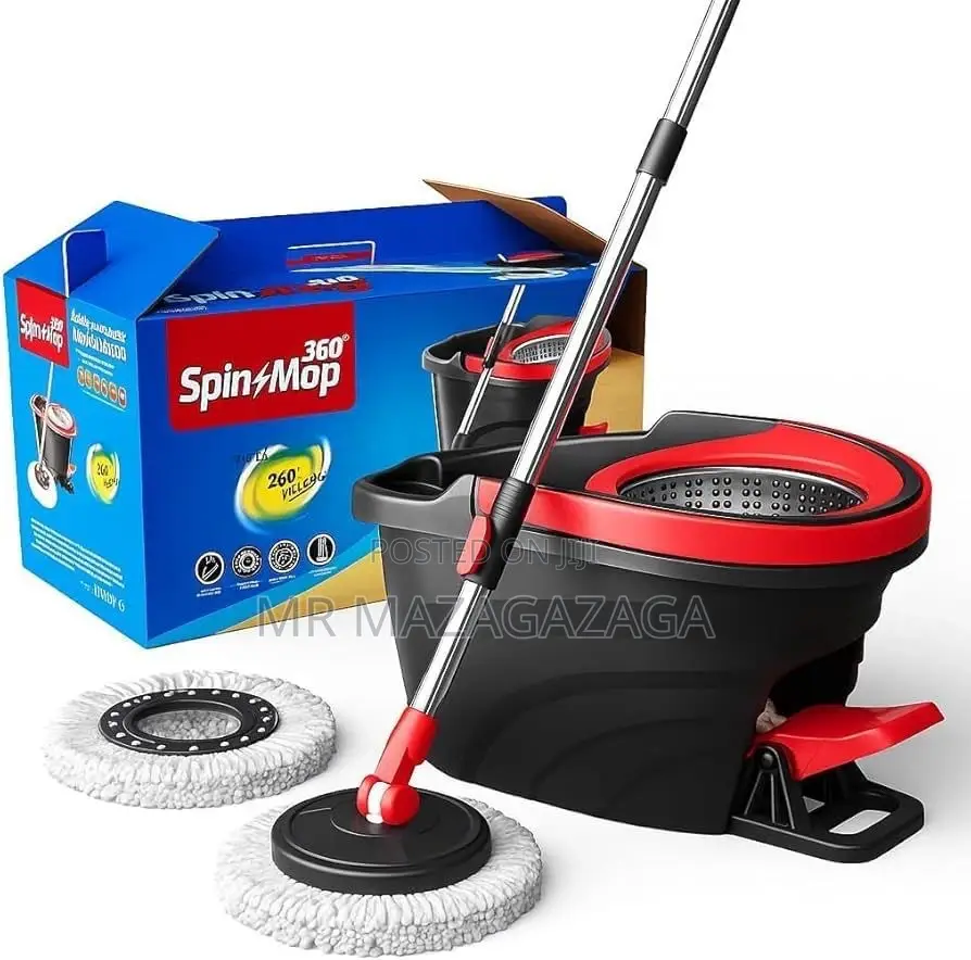 360 Black Spin Mop Bucket With a Foot Pedal
